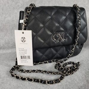 CXL Christian Lacroix Black Quilted Shoulder Bag Silver Chain Valo NWT MSRP $88‎